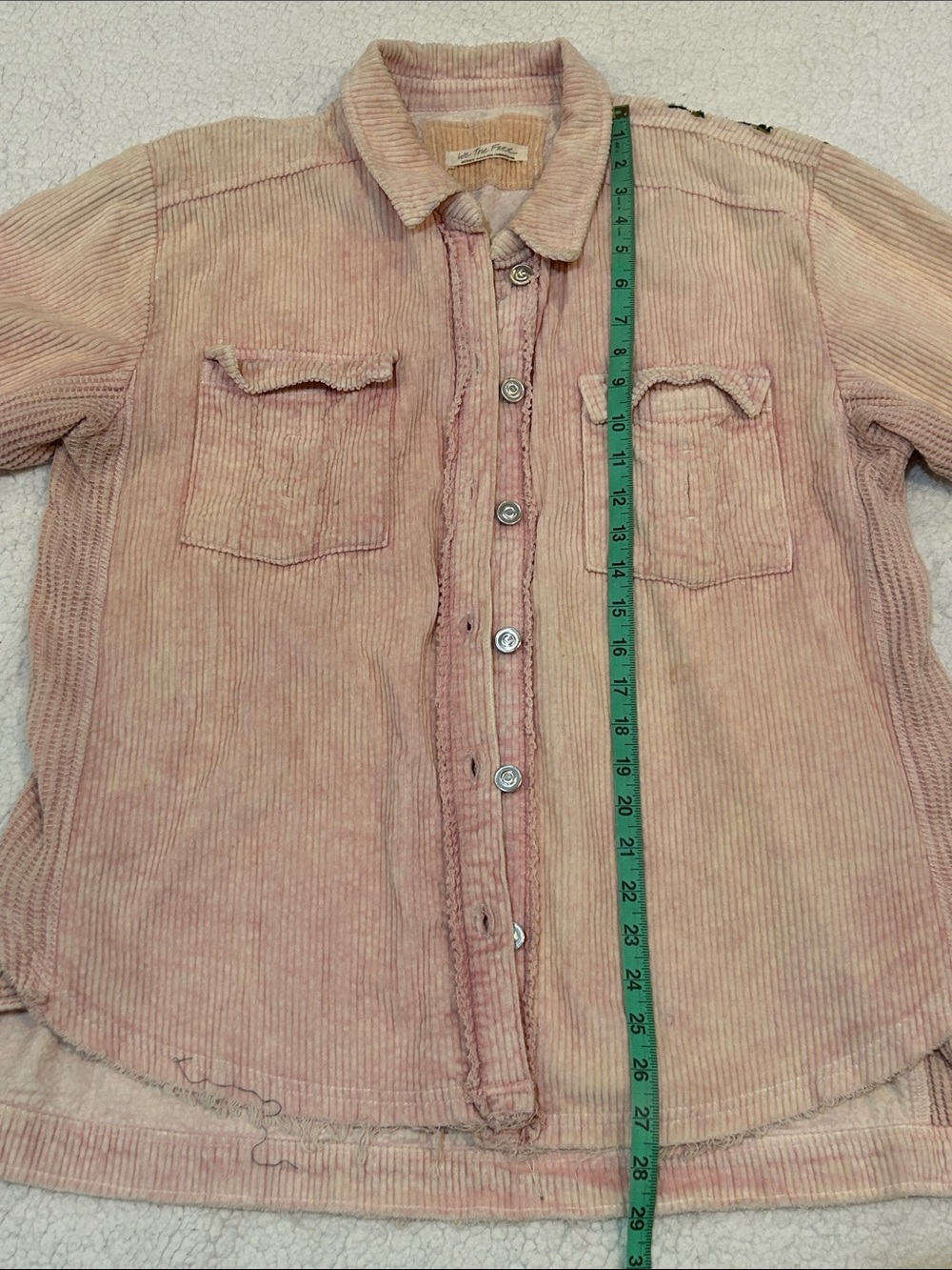 We The Free Dawn Break Pink Corduroy Jacket Medium Floral Embroidered Cotton - Picture 16 of 17